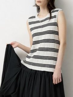 [9263-695GS] ランダムリブニットタンク グレーミックス