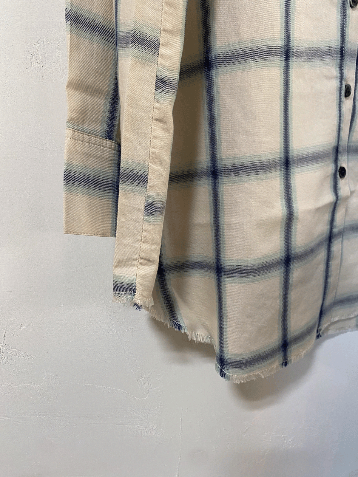 先染め チェックオーバーシャツ オフ