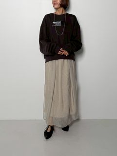 [2856-447MK] シアーレイヤードスカート ベージュ
