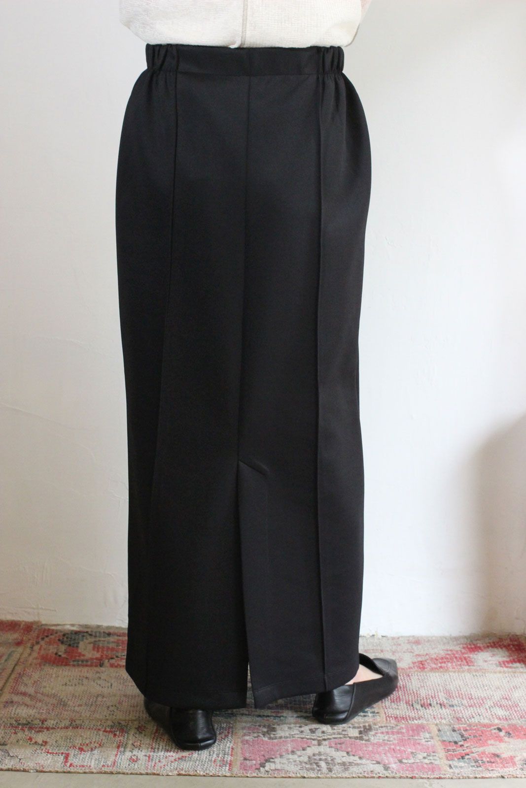 ダンボールニット タイトロングスカート ブラック