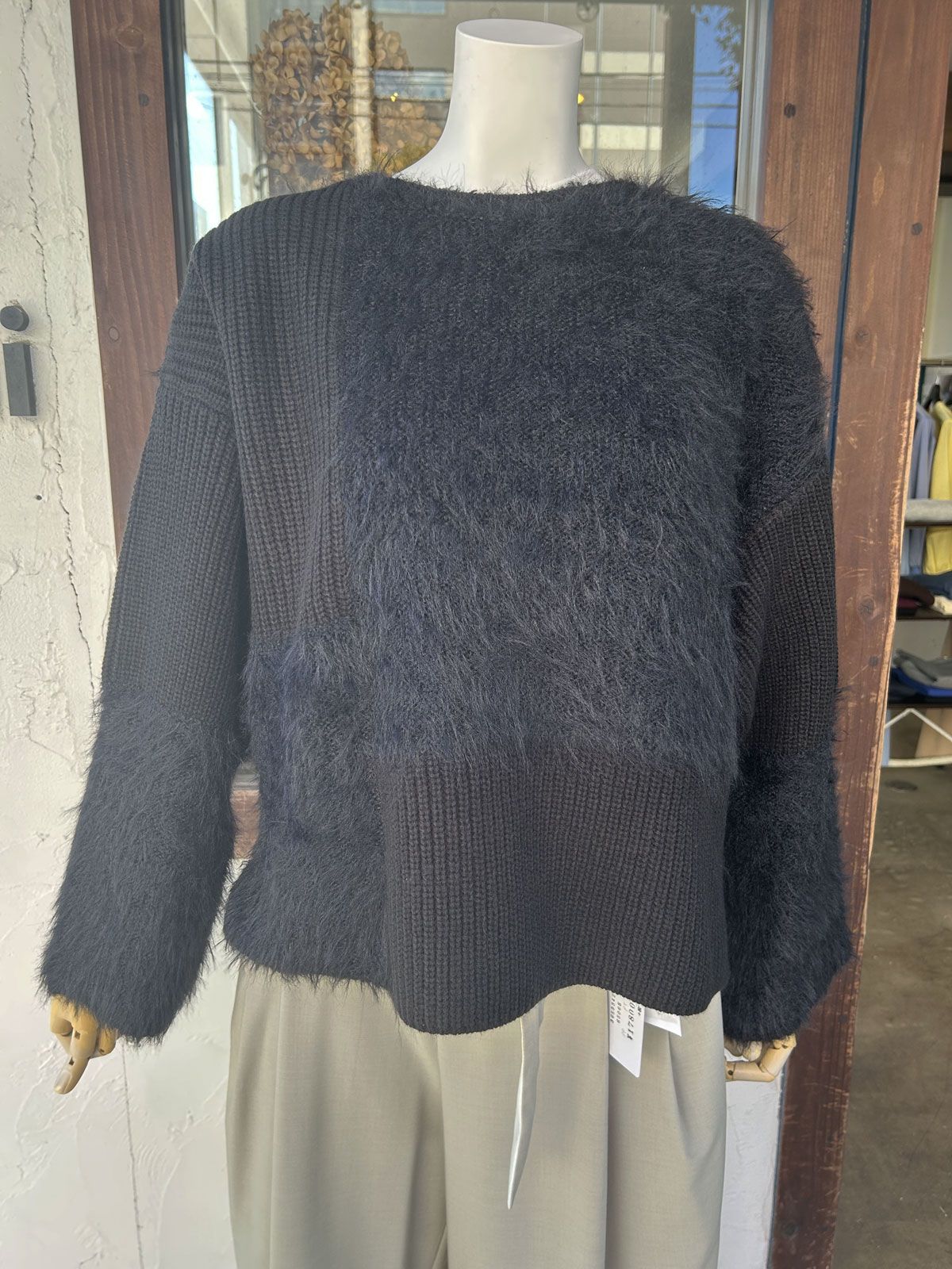 [9855-302JR] 編地MIXニットPO ブラック