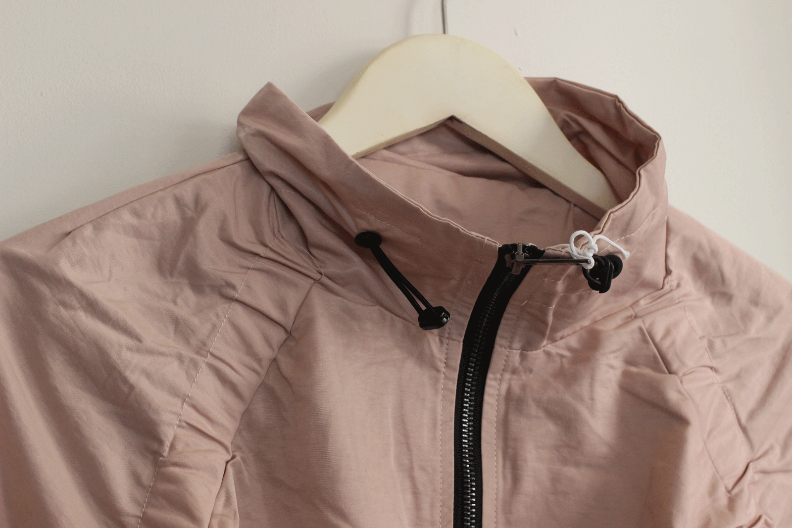 ラグランシャーリングジップショートブルゾン ピンク