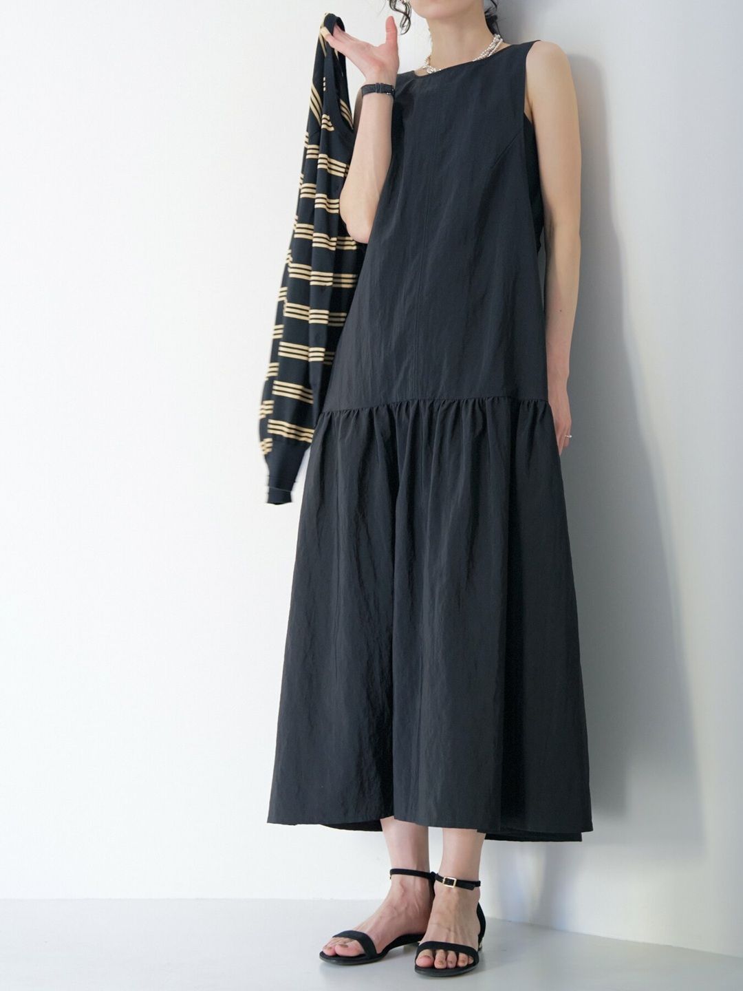 [5263-659YM] バッククロスティアードOP ブラック