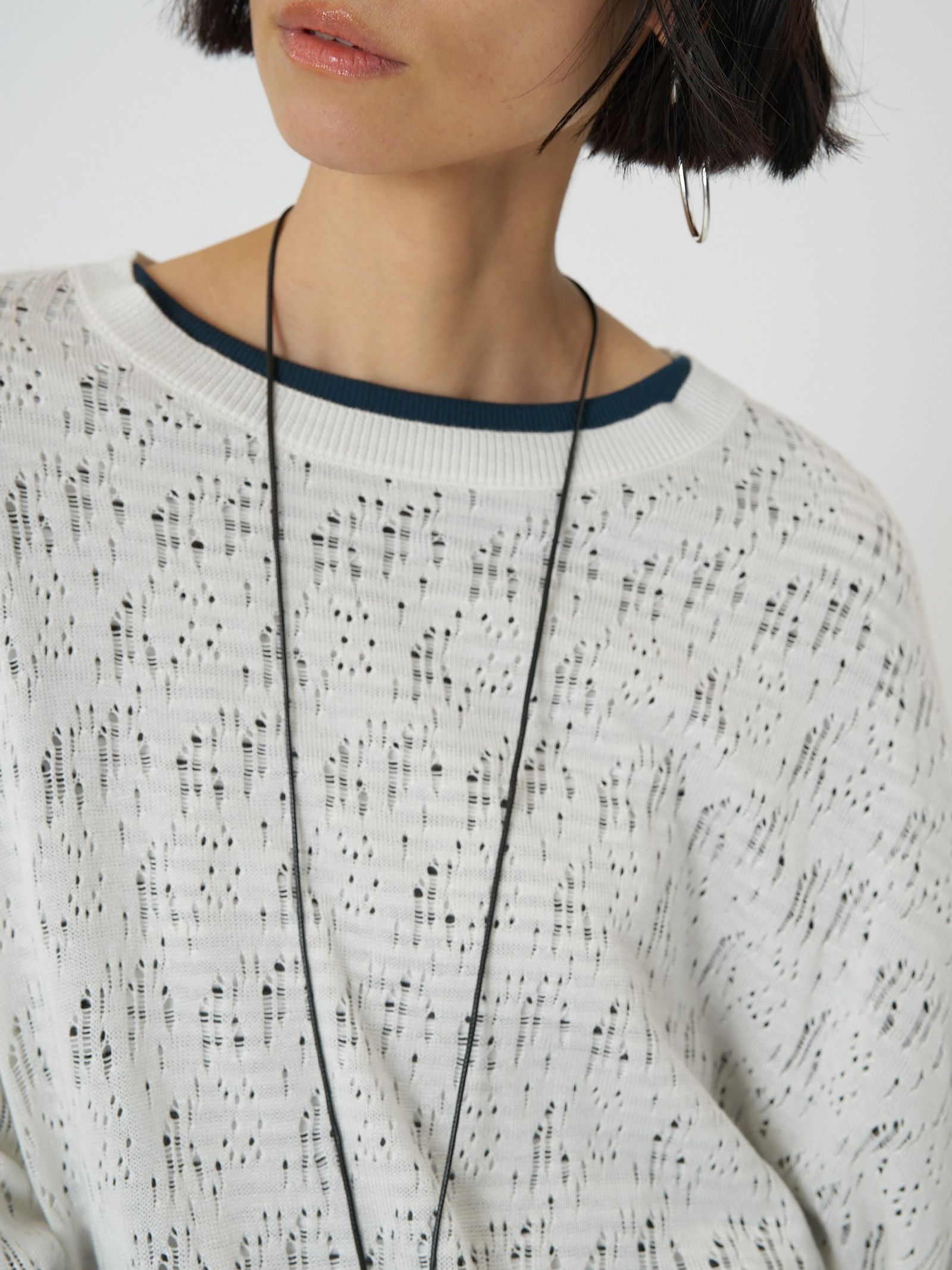 [9561-088GS] クラッシュドットニット ホワイト