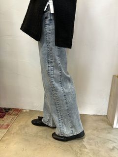 CTRデニム サイドライン ワイドパンツ ケミカル