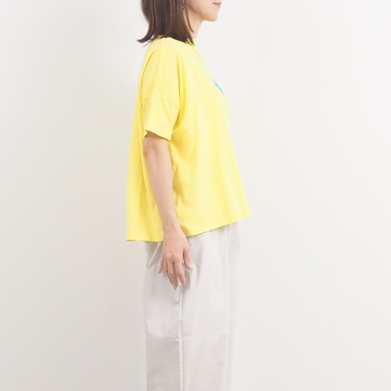 ナチュラルソフト天竺くつろぎちゃんプリントシャツ レモンイエローグリーン