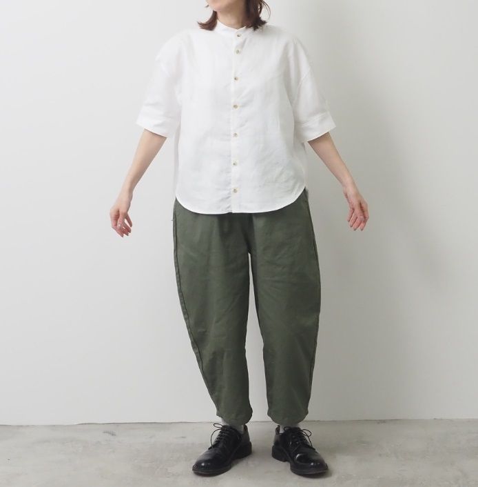 綿麻ツイルシャンブレーハーフスリーブシャツ オフ