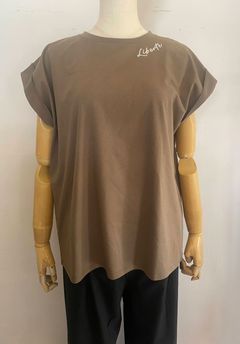 刺繍ロゴ入りカットT ブラウン