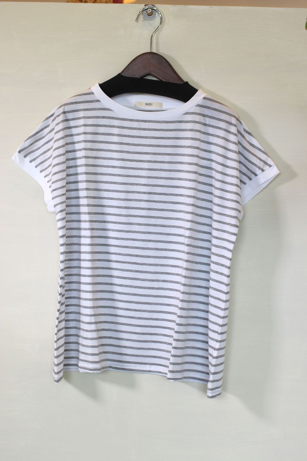 AラインボーダーTee オフx杢グレー
