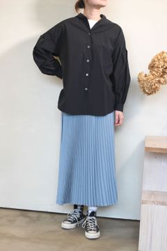 フード付きタイプライターブラウス ブラック