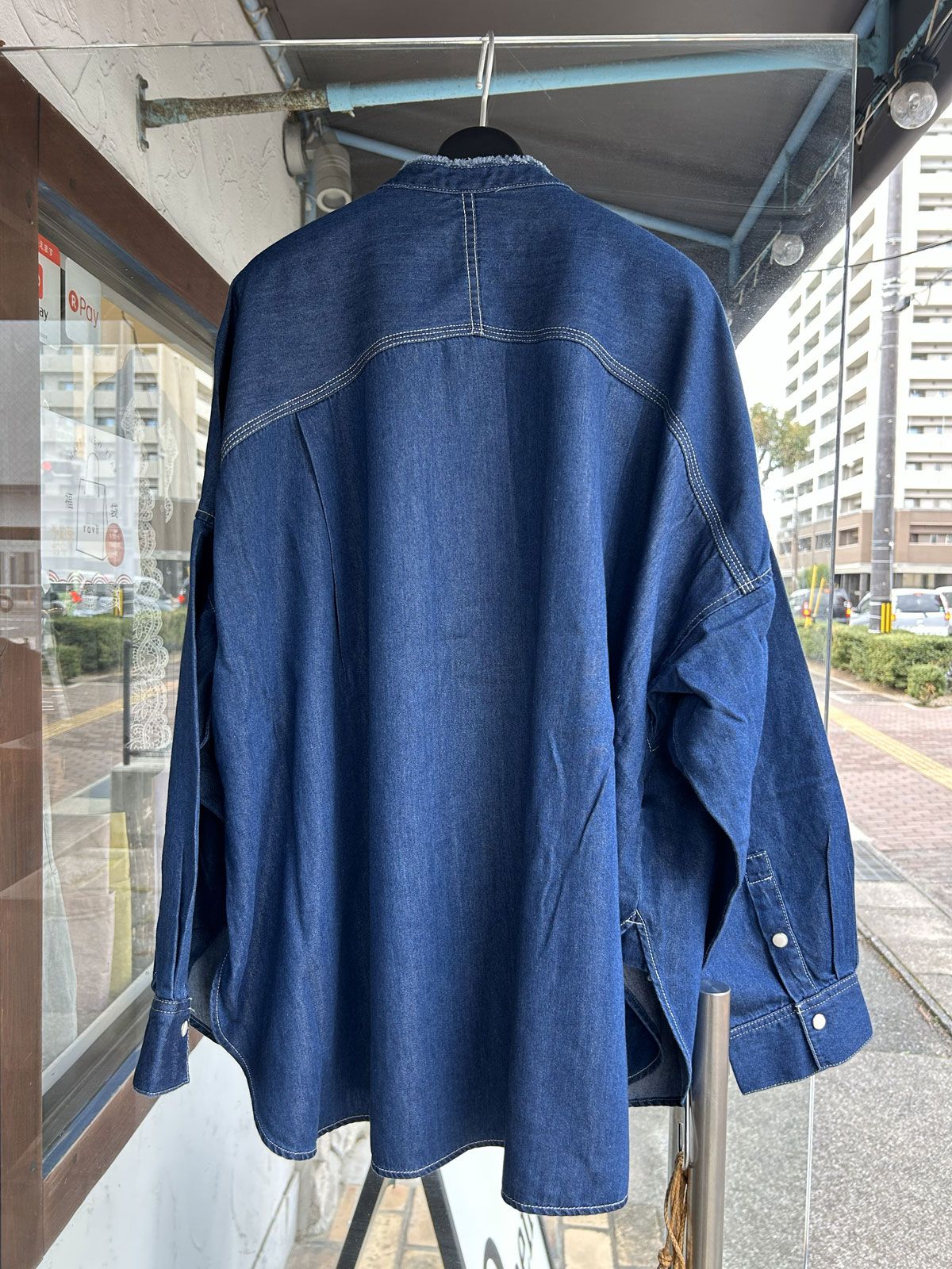 6ozテンセルデニムオーバーシャツ ブルー