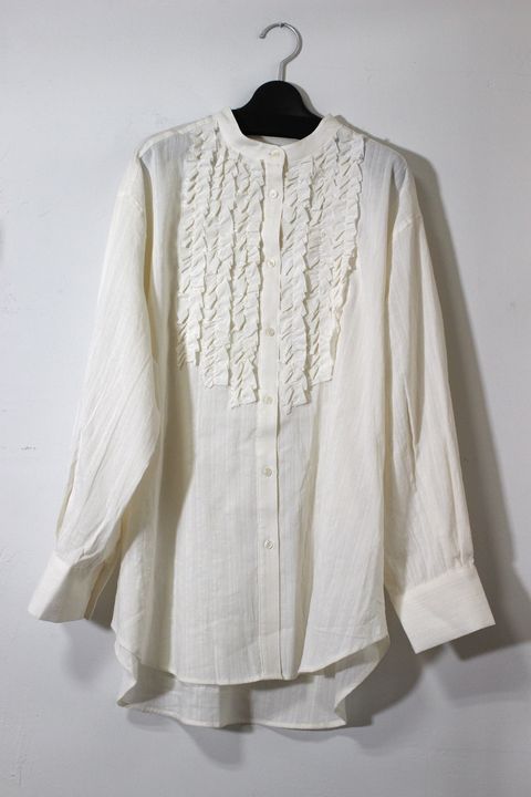 スラブ/デニム フリルシャツ オフホワイト