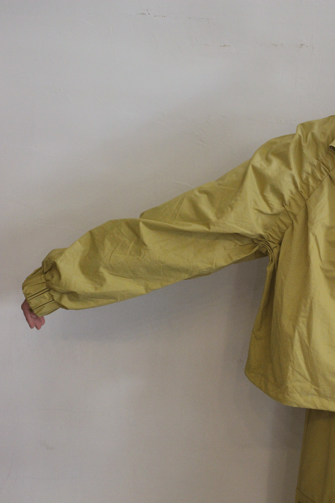 ラグランシャーリングジップショートブルゾン イエロー