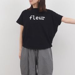 ラスティック天竺FleurプリントT ブラック