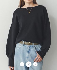 やわもちヤーンぽわんスリーブニット ブラック