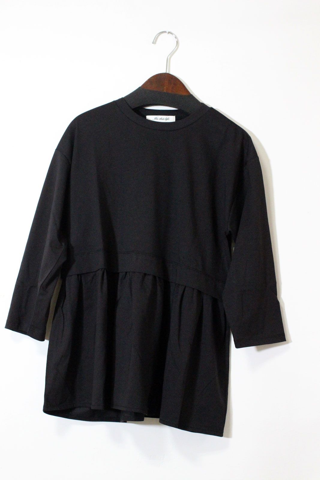 レイヤード風カットソー ブラック