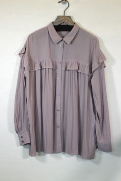ポリエステルジョーゼットフリルブラウス ベージュ