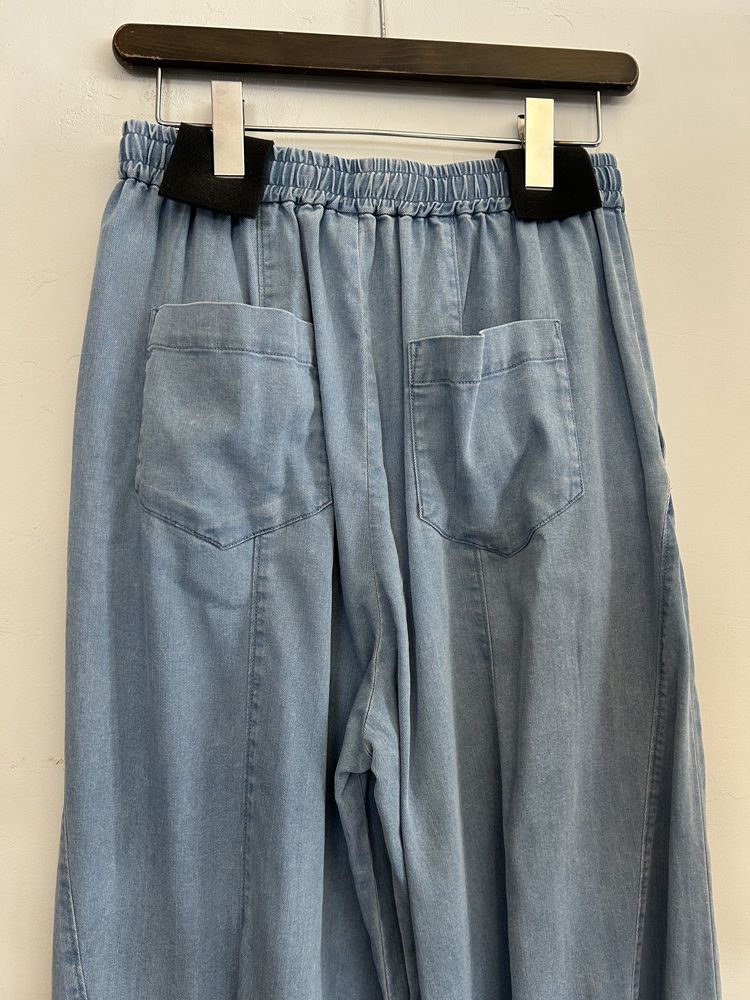 テンセルストレッチデニムワイドパンツ サックス