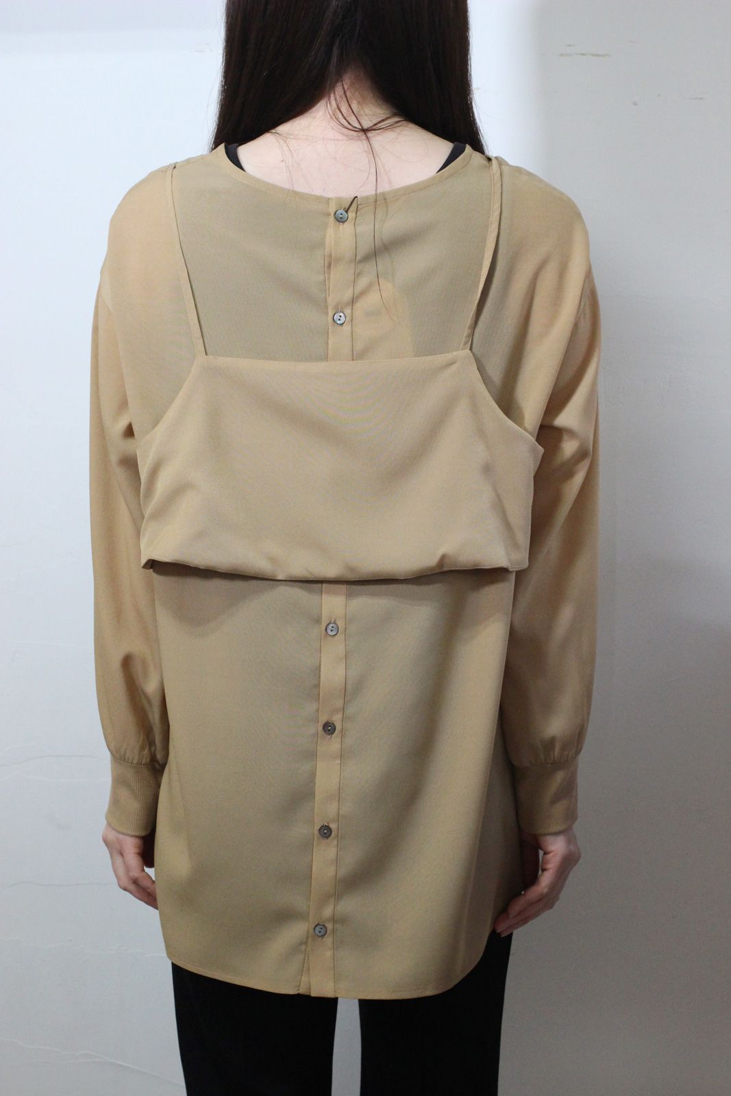 デシン キャミ付きプルオーバー ベージュ