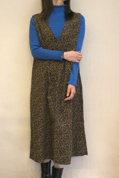 コーデュロイ小花柄ジャンパー7スカート ブラウン