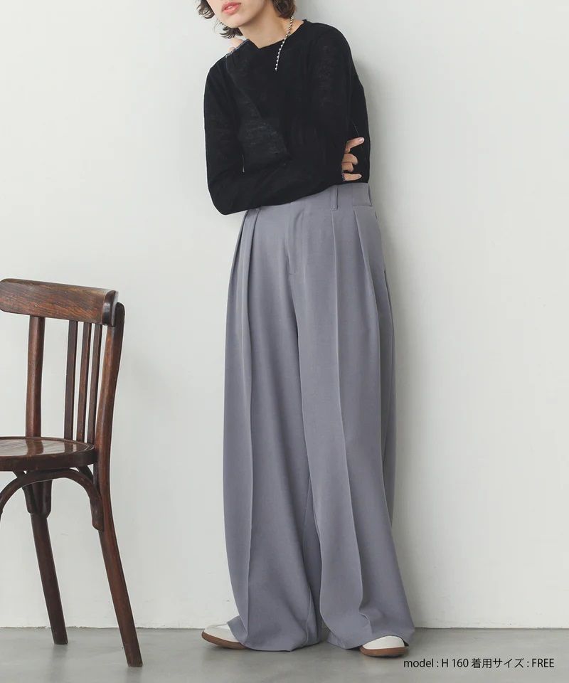 ストレッチポリツイルタックパンツ グレー