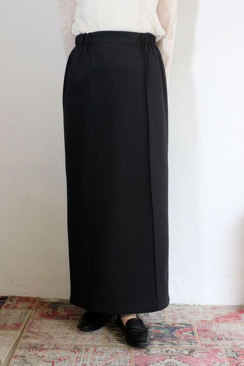 ダンボールニット タイトロングスカート ブラック