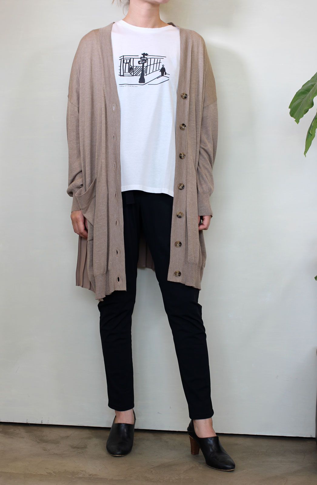 ハイテンションストレッチリボンテーパードパンツ ブラック