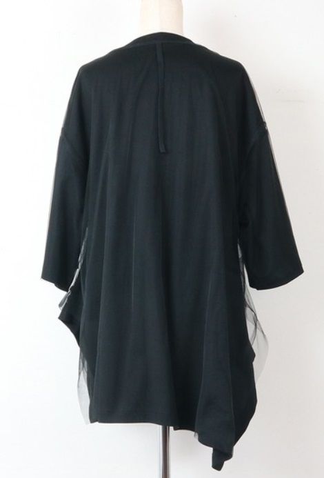 2WAYリーフフォトプリントレイヤードTシャツ ブラック