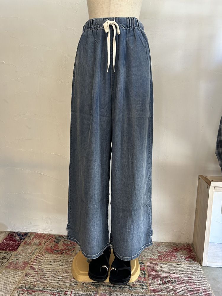 テンセルデニムワイドパンツ ブルー