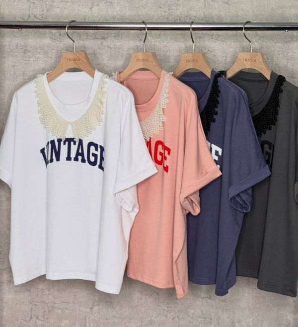 pearl necklace VINTAGE Tee ネイビー