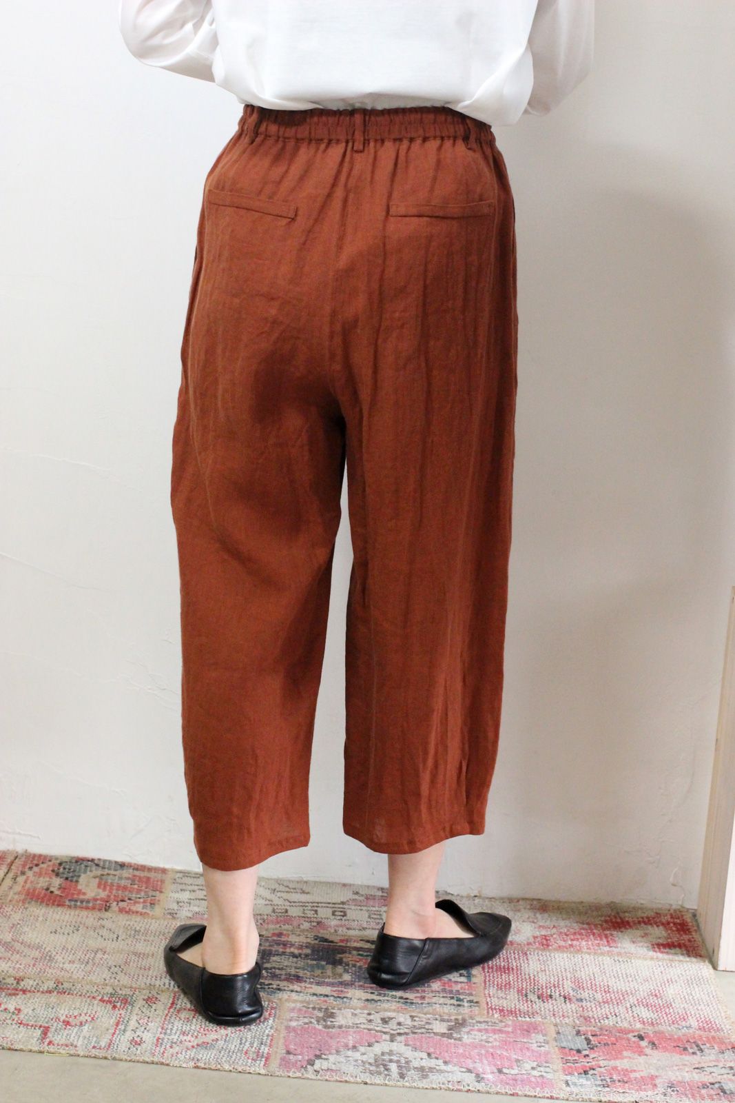 クロップドリネンパンツ オレンジ
