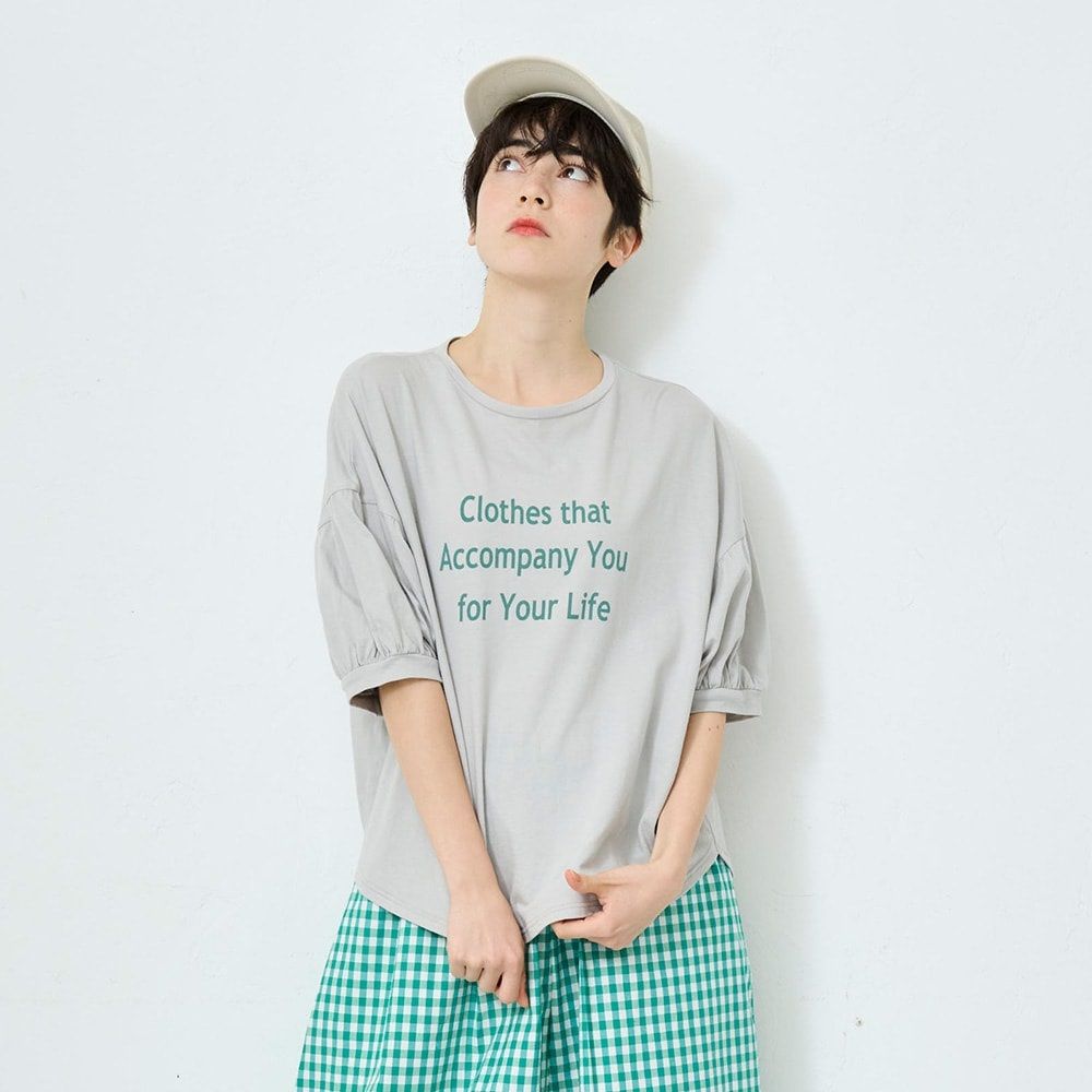 ClothesプリントT ライトグレー