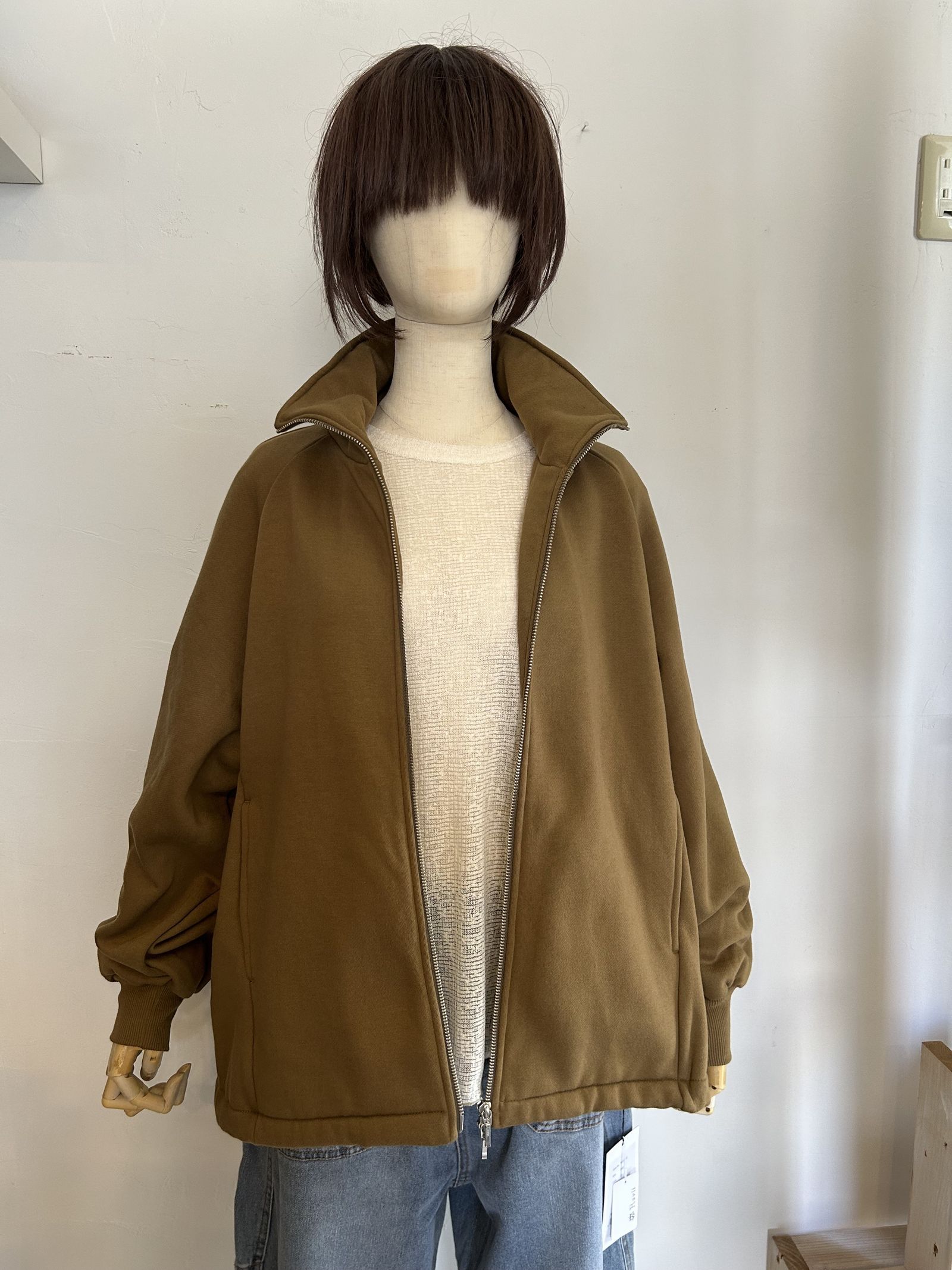 裏起毛 Wジップブルゾン カーキブラウン