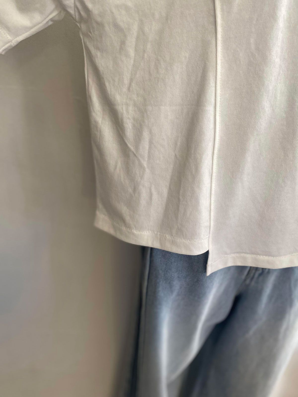 USAコットン アシメロゴTシャツ オフホワイト