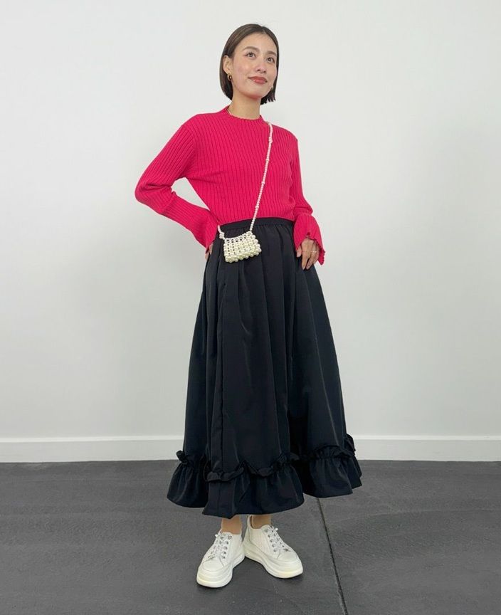 神戸・山の手スカート 裾フリルスカート マキシ ブラック
