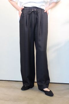 リネンライクブッチャーセミワイドパンツ ブラック