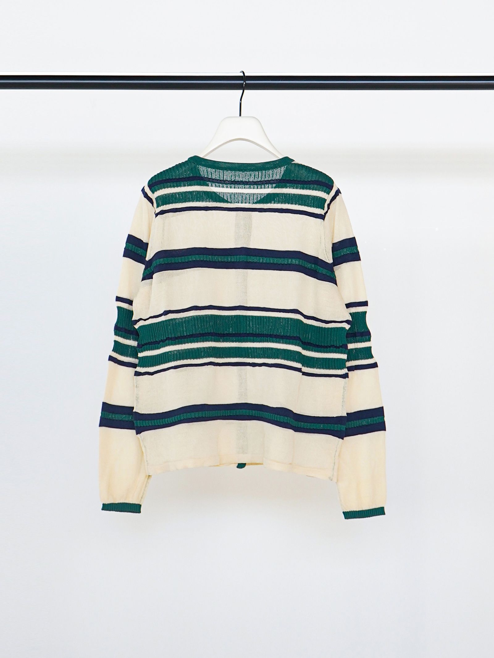 [9561-090GS] マルチボーダーカーディガン アイボリー