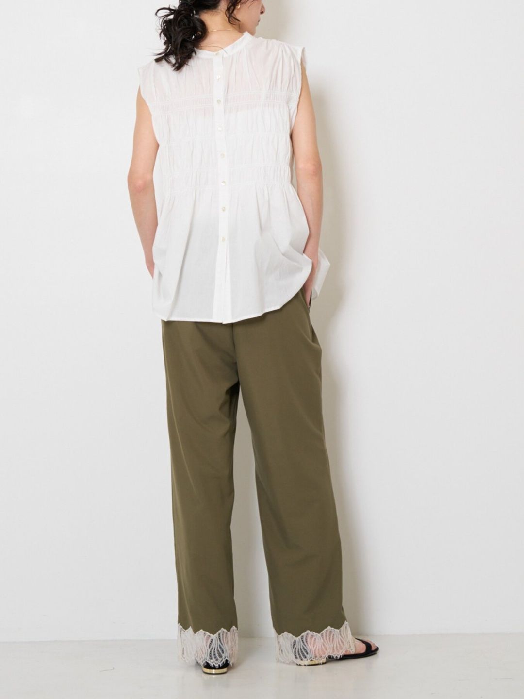 [3563-682NH] レースサテンイージーPT ブラック