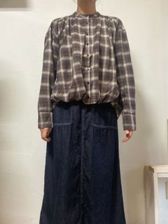 チェックフロントインシャツ ブラウン