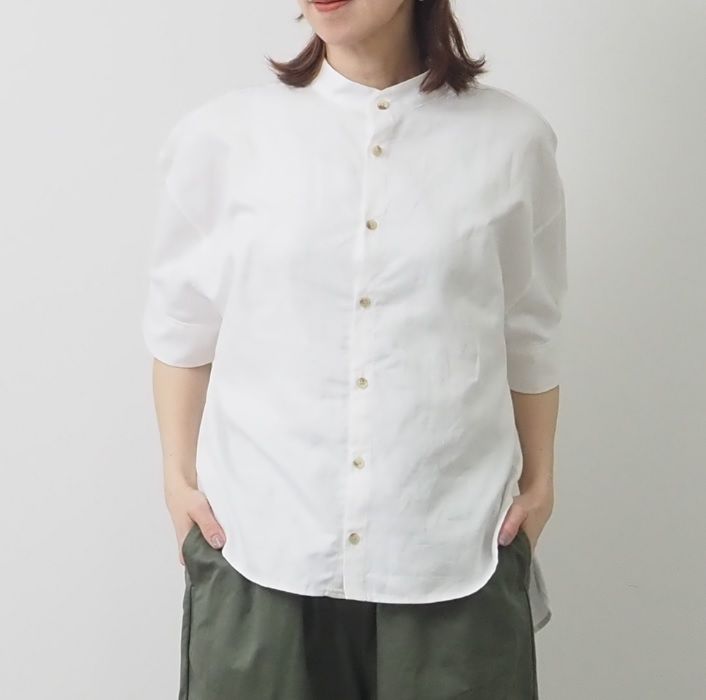 綿麻ツイルシャンブレーハーフスリーブシャツ オフ