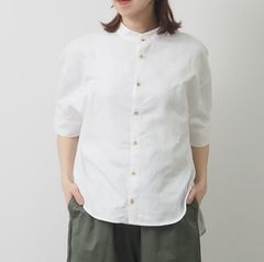 綿麻ツイルシャンブレーハーフスリーブシャツ オフ