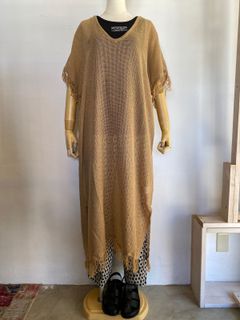 メッシュ ジレワンピース ベージュ