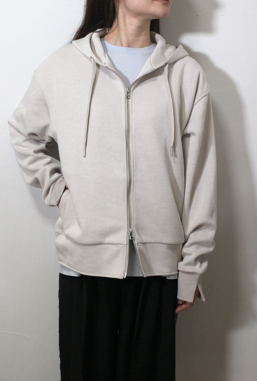 リブダブルジップパーカー キナリ