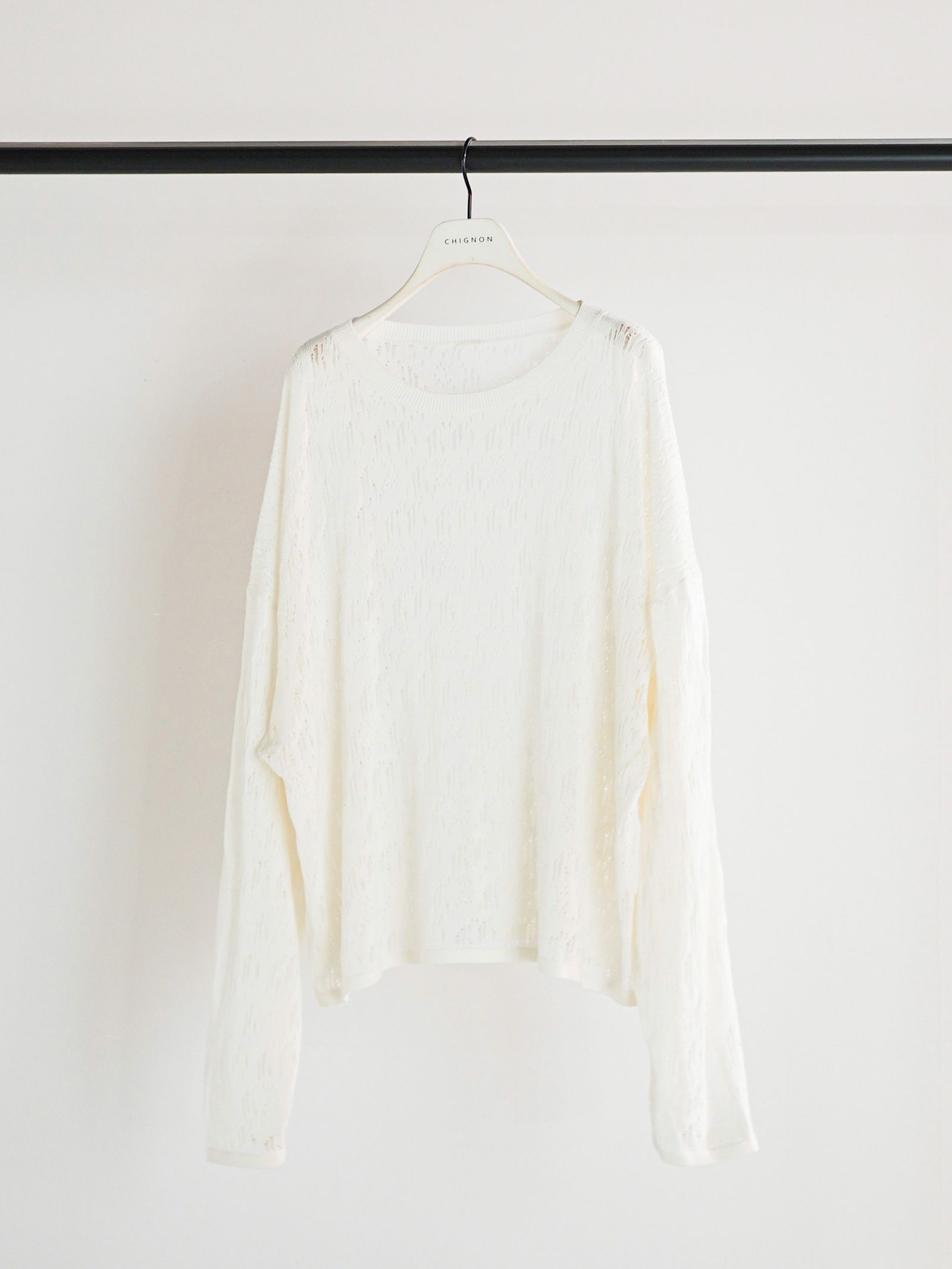 [9561-088GS] クラッシュドットニット ホワイト