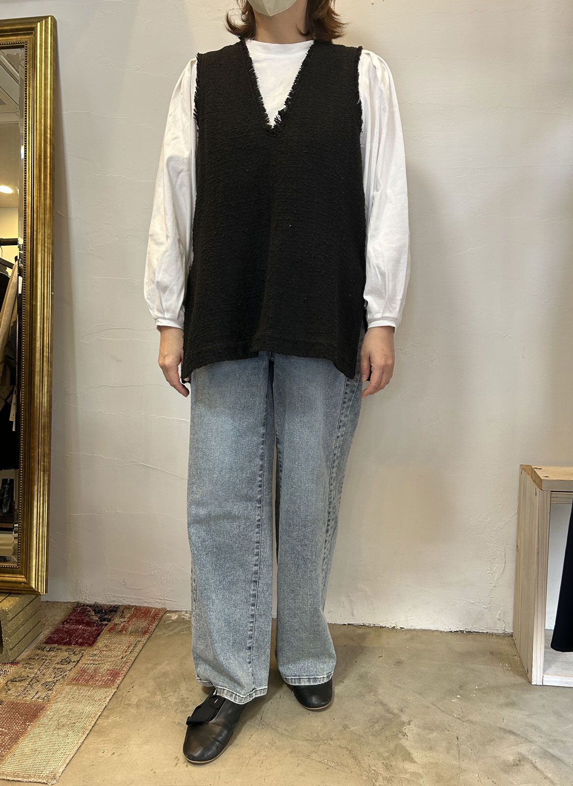 CTRデニム サイドライン ワイドパンツ ケミカル