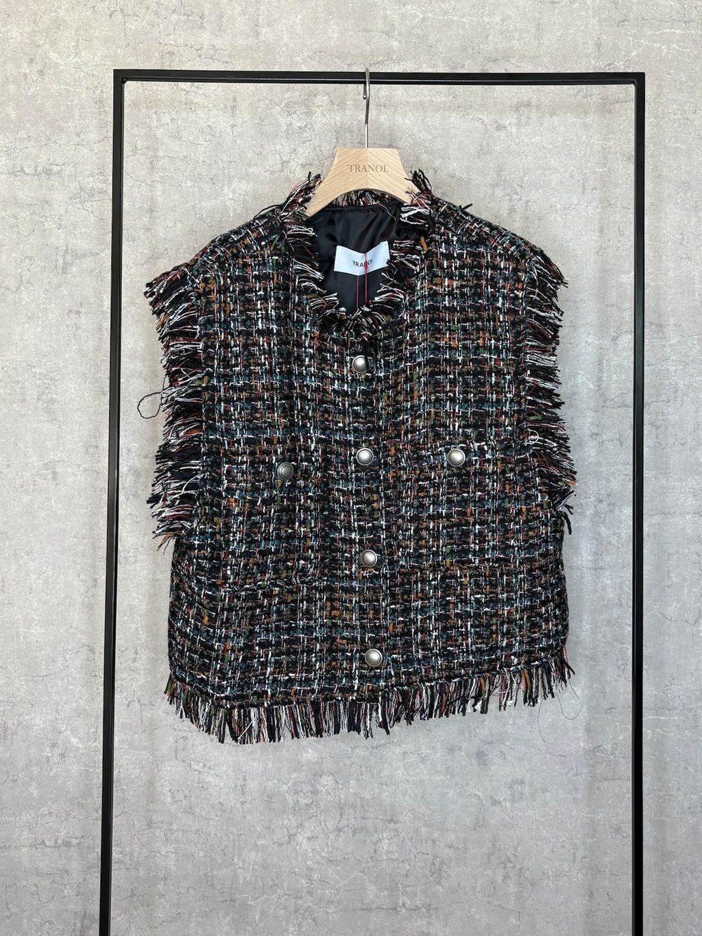 ファンシーツイードジレ ブラック