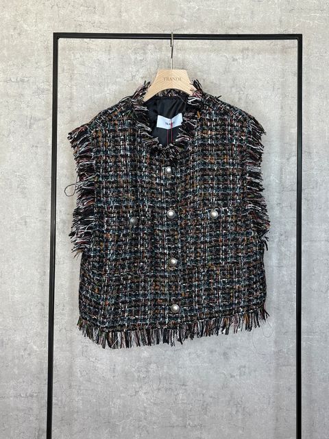 ファンシーツイードジレ ブラック