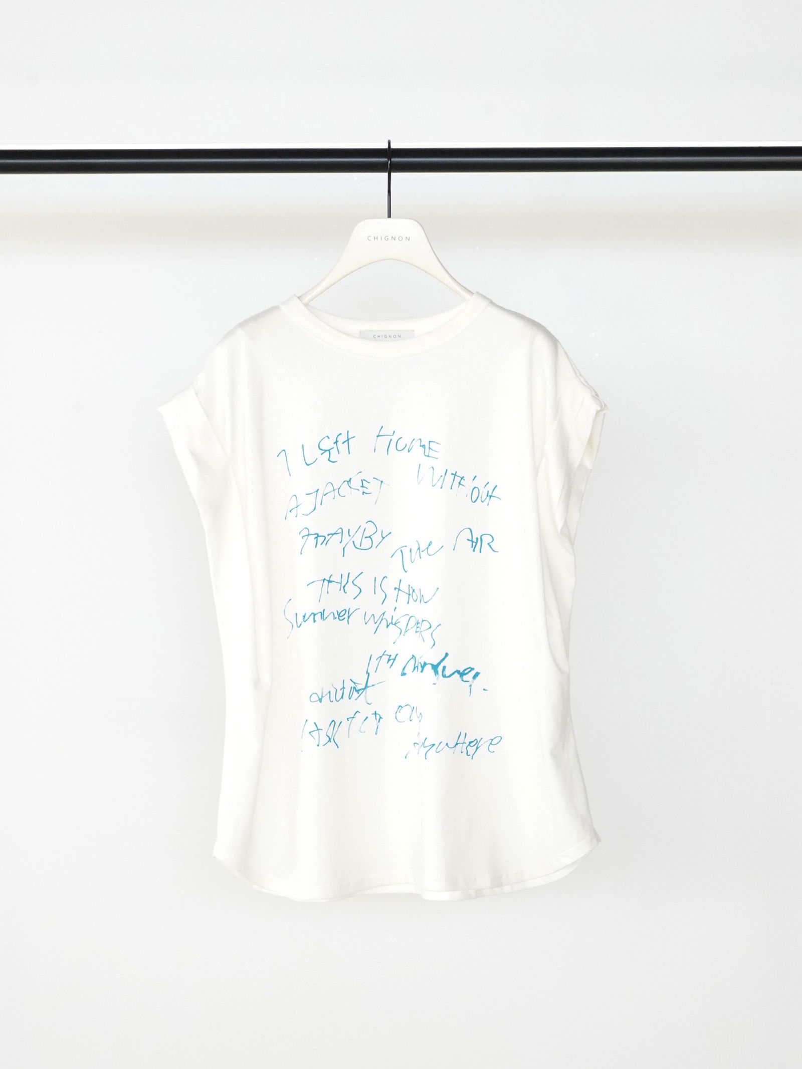 [8462-404KK] ラフスケッチプリントフレンチ ホワイト