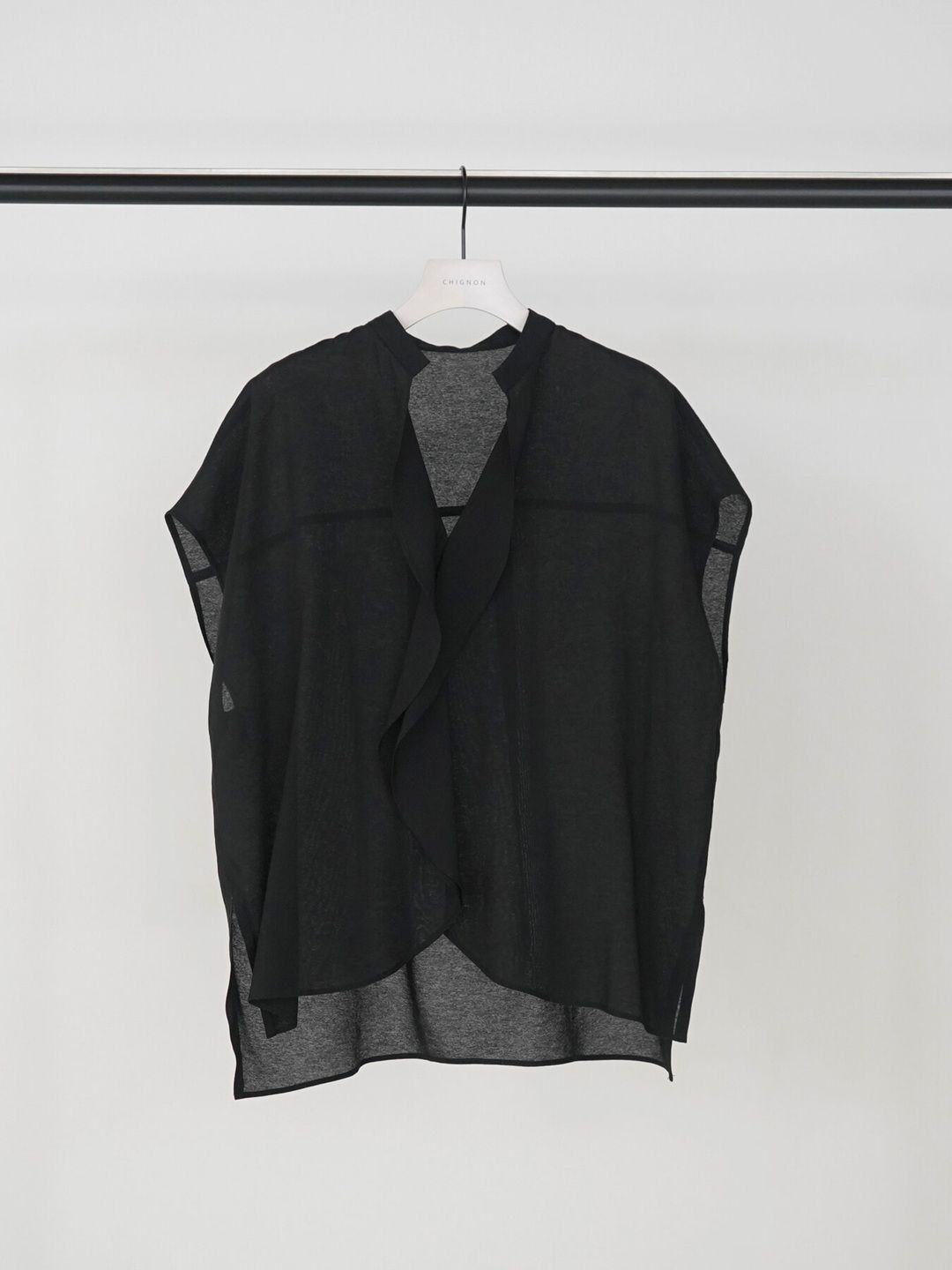 [1263-631MK] フロントカーブヘムシャツPO ブラック