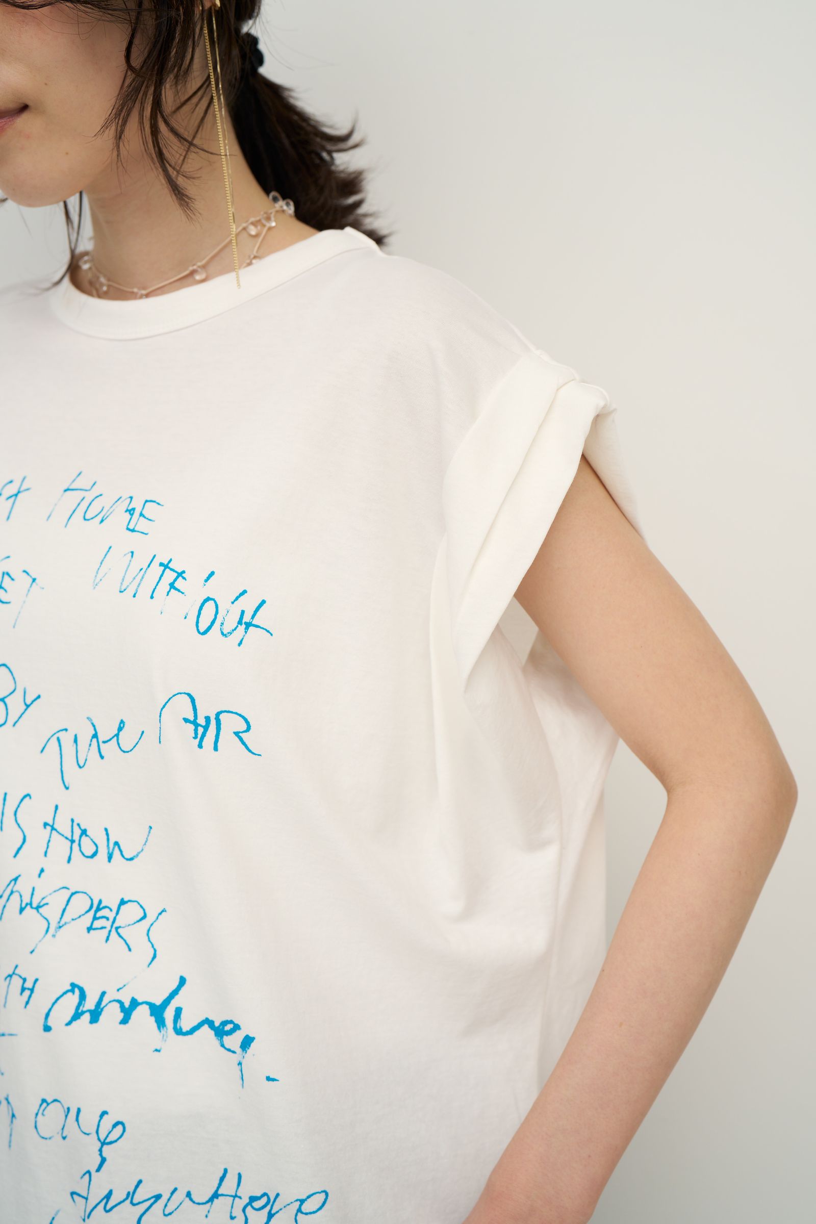 [8462-404KK] ラフスケッチプリントフレンチ ホワイト